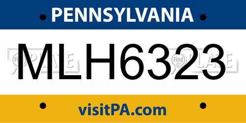 MLH6323 Pennsylvania License Plate