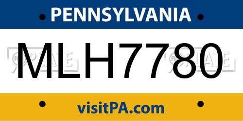 MLH7780 Pennsylvania License Plate