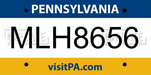 MLH8656 Pennsylvania License Plate