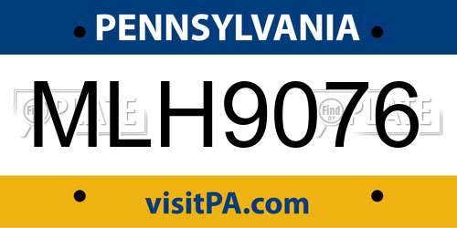 MLH9076 Pennsylvania License Plate