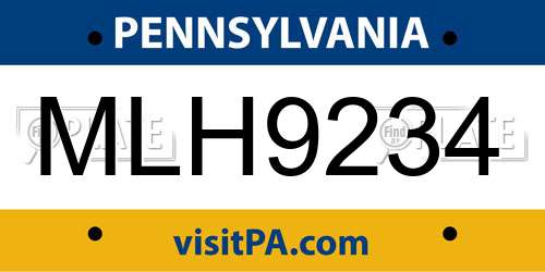 MLH9234 Pennsylvania License Plate