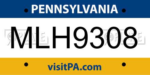 MLH9308 Pennsylvania License Plate