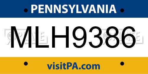 MLH9386 Pennsylvania License Plate