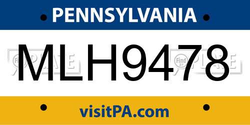 MLH9478 Pennsylvania License Plate