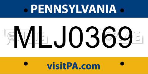 MLJ0369 Pennsylvania License Plate