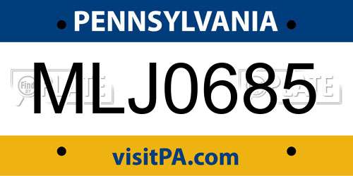 MLJ0685 Pennsylvania License Plate