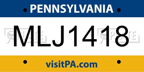 MLJ1418 Pennsylvania License Plate