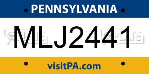 MLJ2441 Pennsylvania License Plate