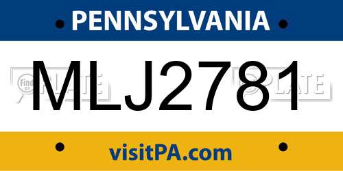 MLJ2781 Pennsylvania License Plate