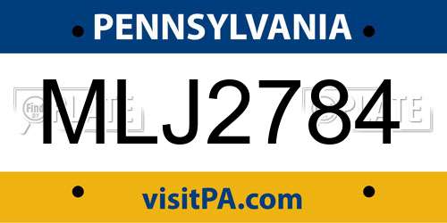 MLJ2784 Pennsylvania License Plate