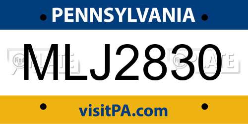 MLJ2830 Pennsylvania License Plate
