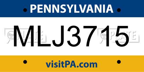 MLJ3715 Pennsylvania License Plate