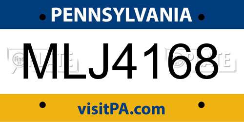 MLJ4168 Pennsylvania License Plate