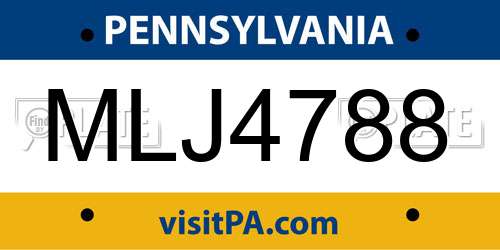 MLJ4788 Pennsylvania License Plate