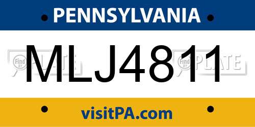 MLJ4811 Pennsylvania License Plate