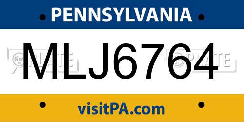 MLJ6764 Pennsylvania License Plate