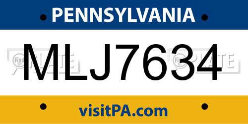 MLJ7634 Pennsylvania License Plate