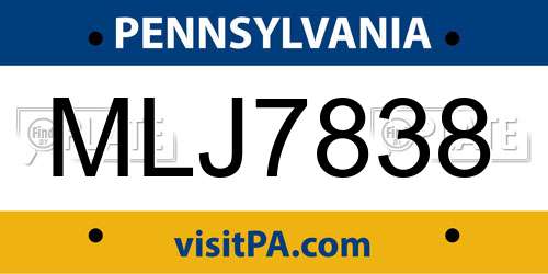 MLJ7838 Pennsylvania License Plate