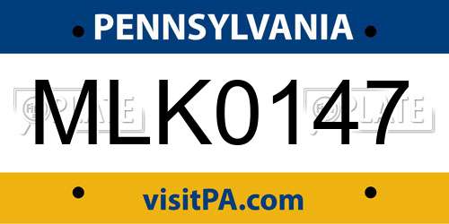 MLK0147 Pennsylvania License Plate