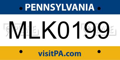 MLK0199 Pennsylvania License Plate