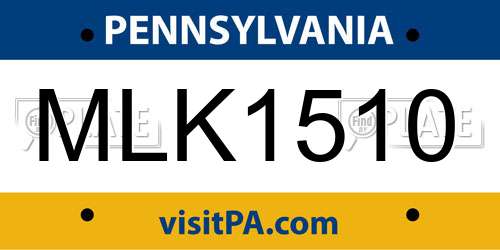 MLK1510 Pennsylvania License Plate
