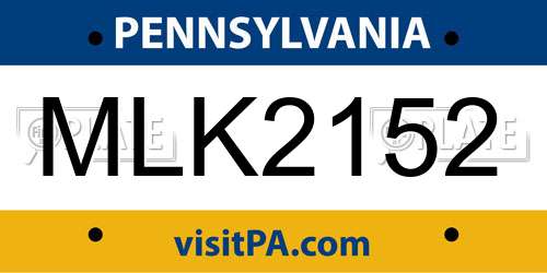 MLK2152 Pennsylvania License Plate