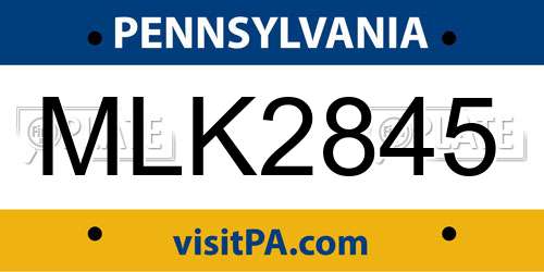 MLK2845 Pennsylvania License Plate