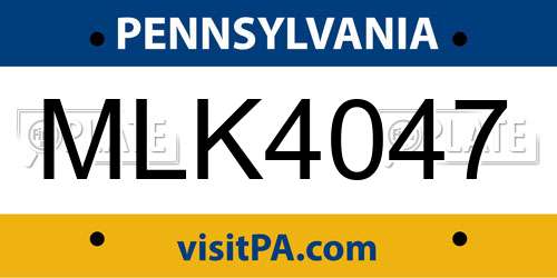 MLK4047 Pennsylvania License Plate