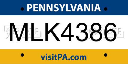 MLK4386 Pennsylvania License Plate