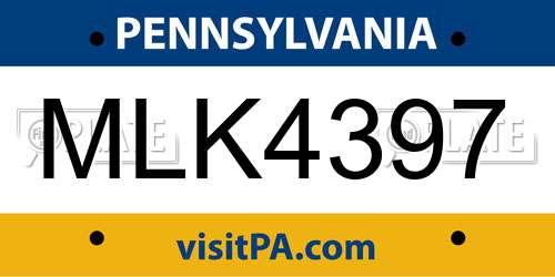 MLK4397 Pennsylvania License Plate