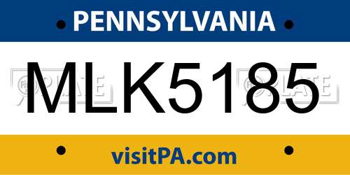 MLK5185 Pennsylvania License Plate