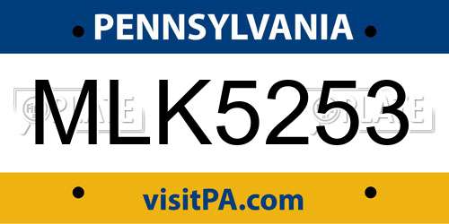 MLK5253 Pennsylvania License Plate