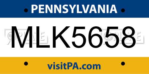 MLK5658 Pennsylvania License Plate