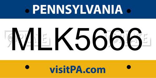 MLK5666 Pennsylvania License Plate