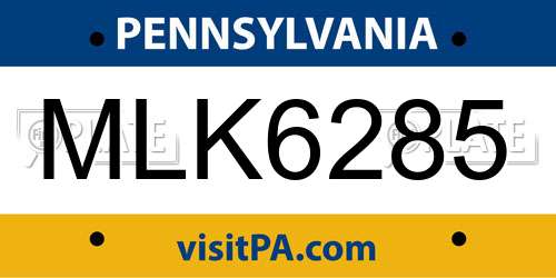 MLK6285 Pennsylvania License Plate