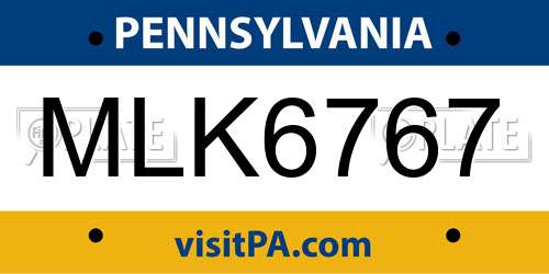 MLK6767 Pennsylvania License Plate