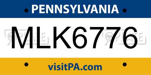 MLK6776 Pennsylvania License Plate