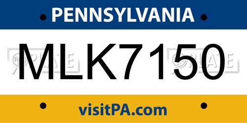 MLK7150 Pennsylvania License Plate