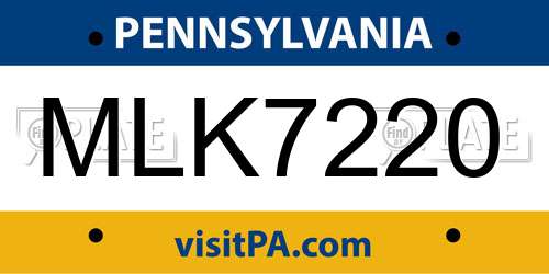 MLK7220 Pennsylvania License Plate