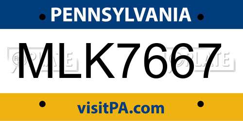 MLK7667 Pennsylvania License Plate