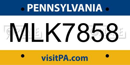 MLK7858 Pennsylvania License Plate