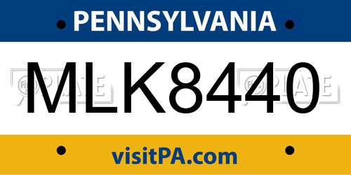 MLK8440 Pennsylvania License Plate