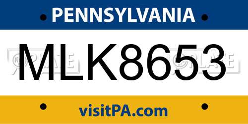 MLK8653 Pennsylvania License Plate