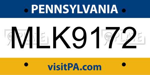 MLK9172 Pennsylvania License Plate