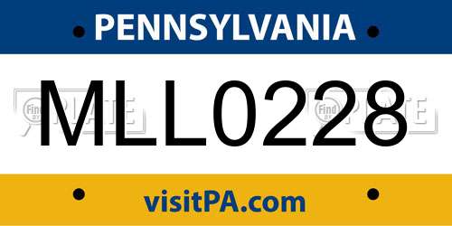 MLL0228 Pennsylvania License Plate