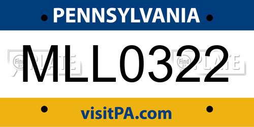 MLL0322 Pennsylvania License Plate