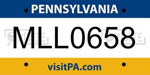 MLL0658 Pennsylvania License Plate