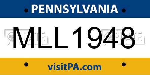 MLL1948 Pennsylvania License Plate