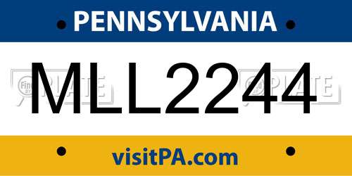 MLL2244 Pennsylvania License Plate