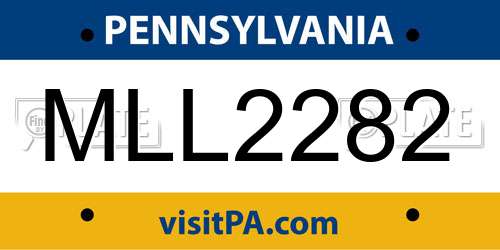 MLL2282 Pennsylvania License Plate